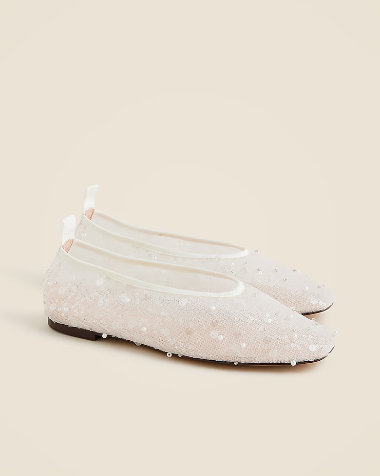 Quinn embellished ballet flats in mesh | J. Crew US
