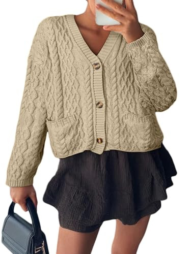 Simplee Womens Chunky Crochet Cardigan Long Sleeve Loose Cable Knit Oversized Sweater Button Up O... | Amazon (US)