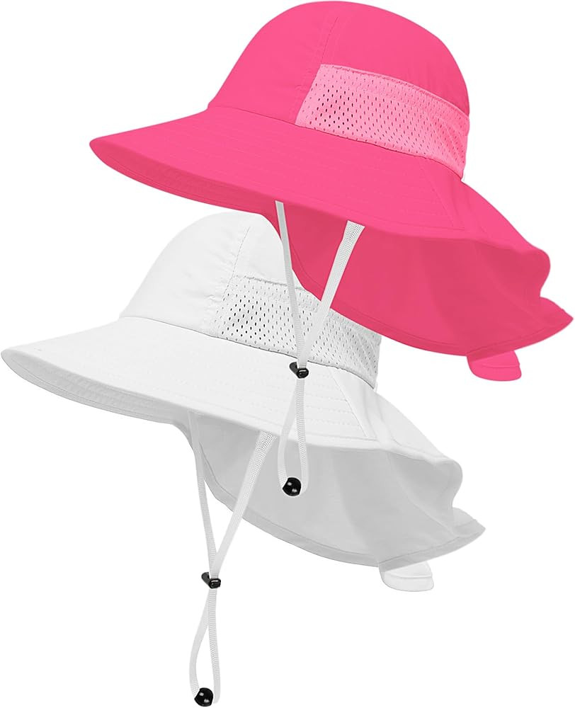 Toddler Baby Sun Hat Kids Summer UPF 50+ for Boys Girls Adjustable Beach Hats with Bucket Wide Br... | Amazon (US)