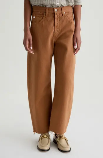 Hattie Raw Hem High Waist Crop Barrel Jeans | Nordstrom