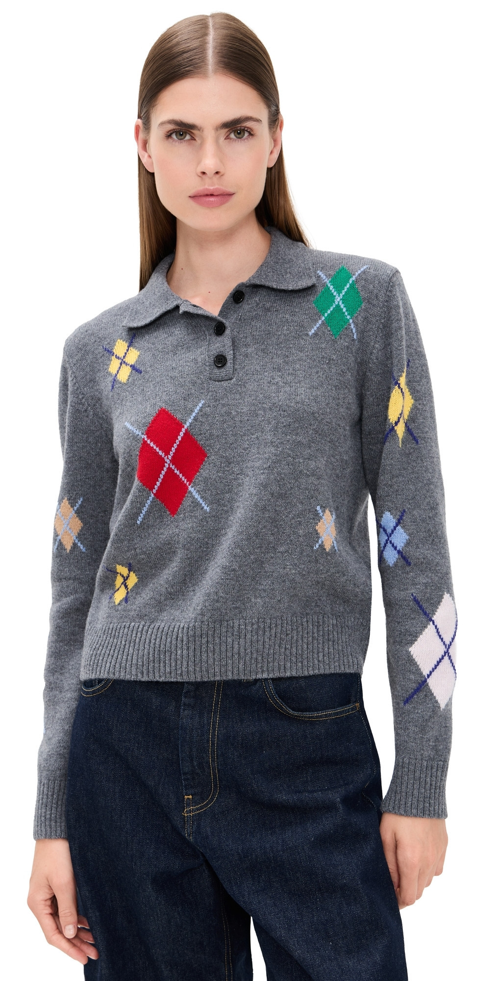 MSGM Argyle Sweater Grey XXS | Shopbop