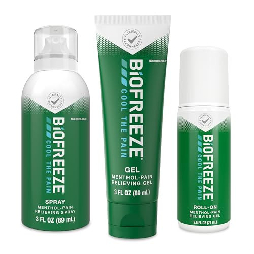 Biofreeze Pain Relief Roll-On 2.5 FL OZ, Gel 3 FL OZ, And Spray 3 FL OZ Variety Pack Topical Pain Reliever For Muscles And Joints From Arthritis, Backache, Strains, Bruises, Sprains (Package May Vary) | Amazon (US)