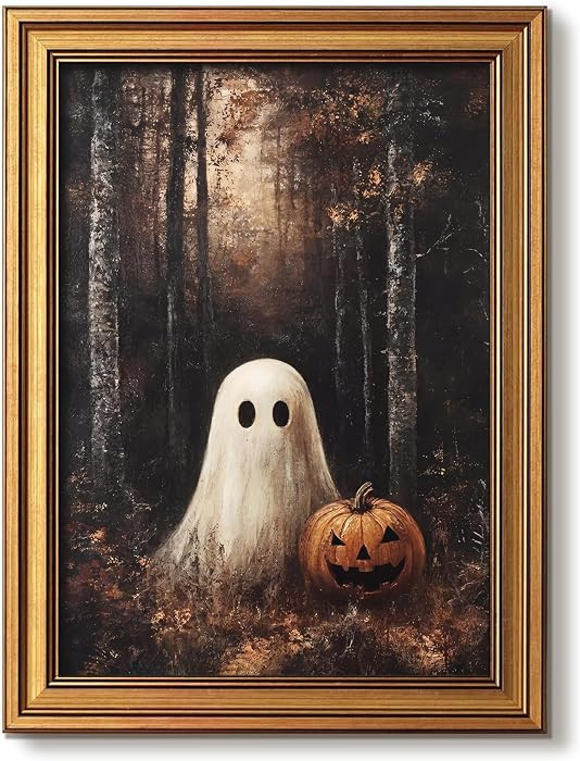 Vintage Gold Framed Halloween Wall Art, Ghosts Pumpkin Pictures Wall Decor | Amazon (US)