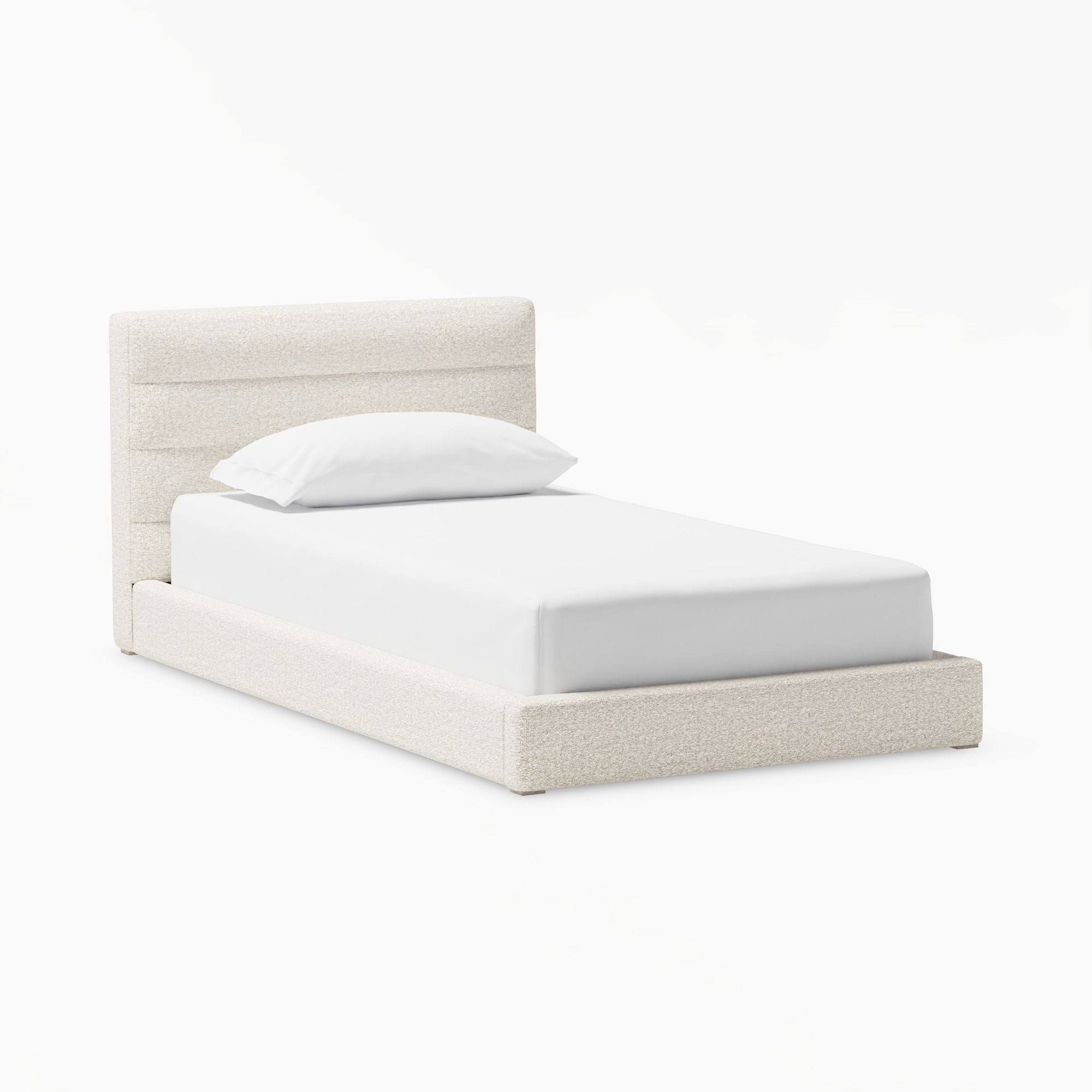 Hudson Upholstered Bed, Twin, Tweed Ivory | Pottery Barn Teen
