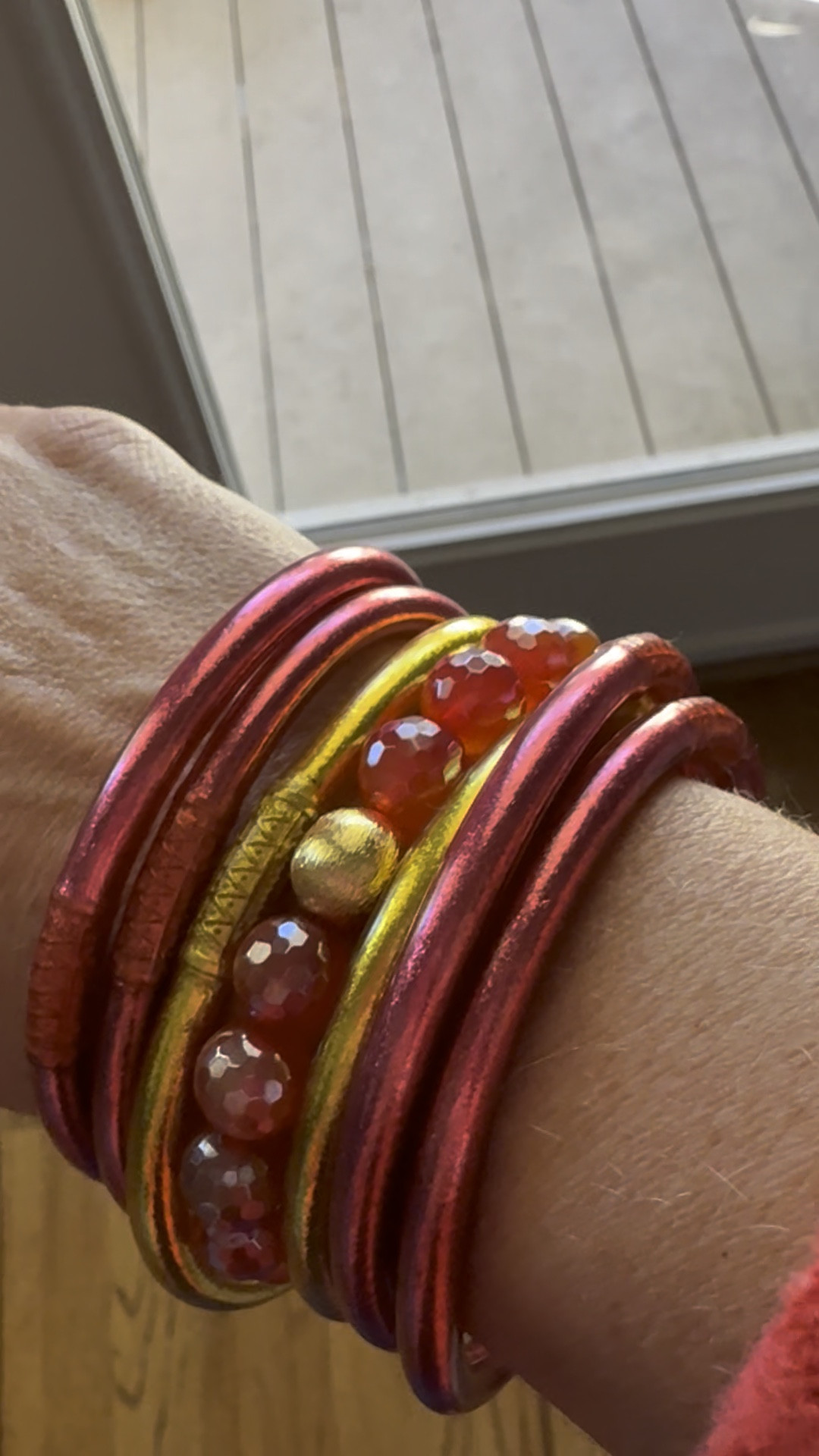 Mixed and matched my BudHaGirl All weather Stack gold and pink brackets with my beaded bracelet for Valentines Day💗❤️

I am wearing a M in this sweater! I normally wear an XL so they run a little large.

#LTKSeasonal #LTKWatchNow #LTKOver40