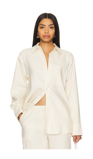 x REVOLVE Laurel Oversized Shirt in Light Beige | Revolve Clothing (Global)