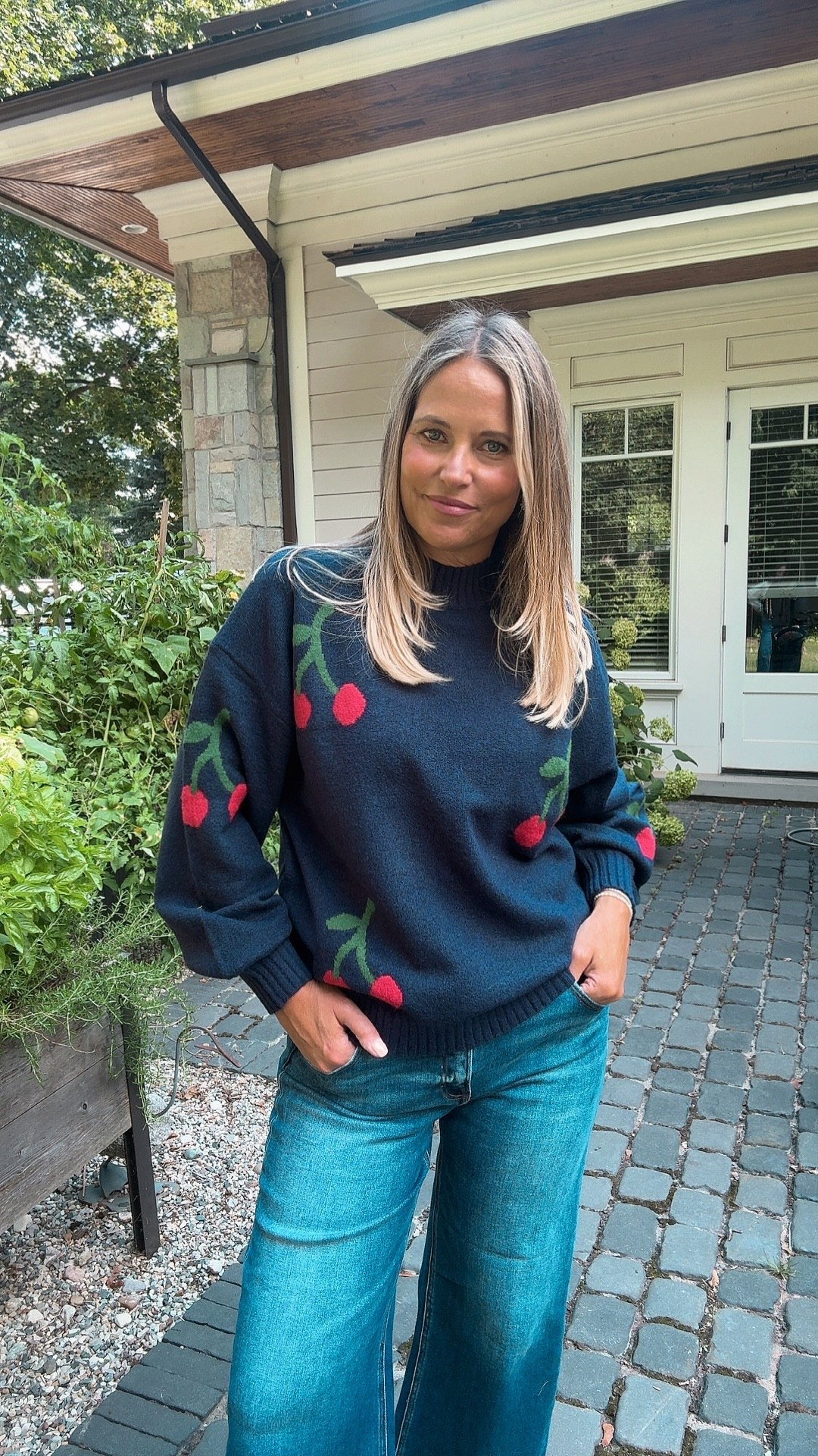 Loving this adorable cherry sweater from social threads! It is apart of their recent drop called the farmer’s market collection! I love the puff sleeve and high neck on this sweater. Paired it with risen jeans for a casual look! 

#LTKSeasonal #LTKMidsize #LTKOver40