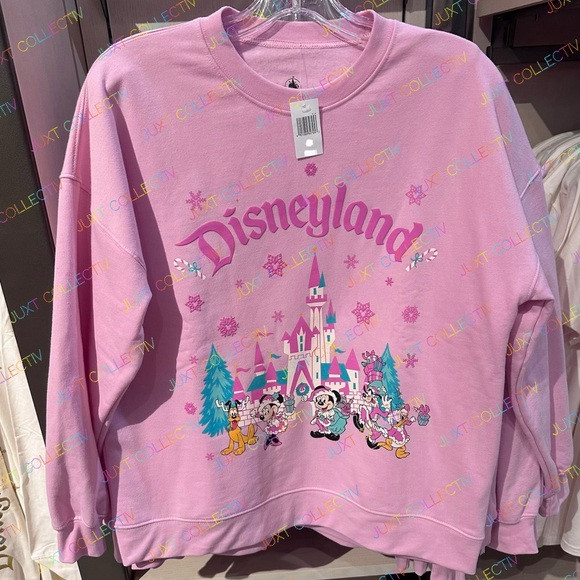 Disneyland Pink Christmas Castle Santa Mickey & Friends Pullover Sweatshirt | Poshmark