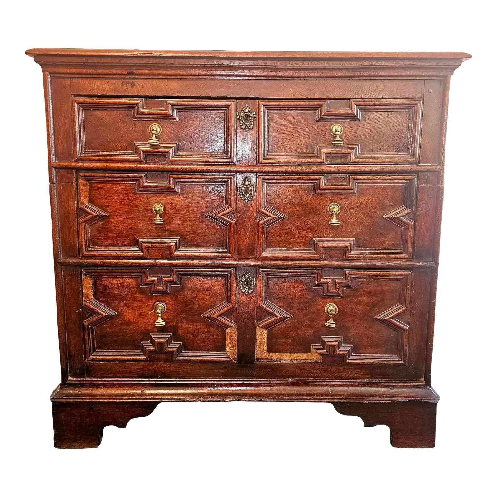 18th Century Jacobean Style British Oak and Pine Two-Piece Chest of Drawers | Chairish