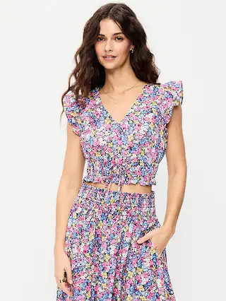 Flutter-Sleeve Poplin Top | Old Navy (US)