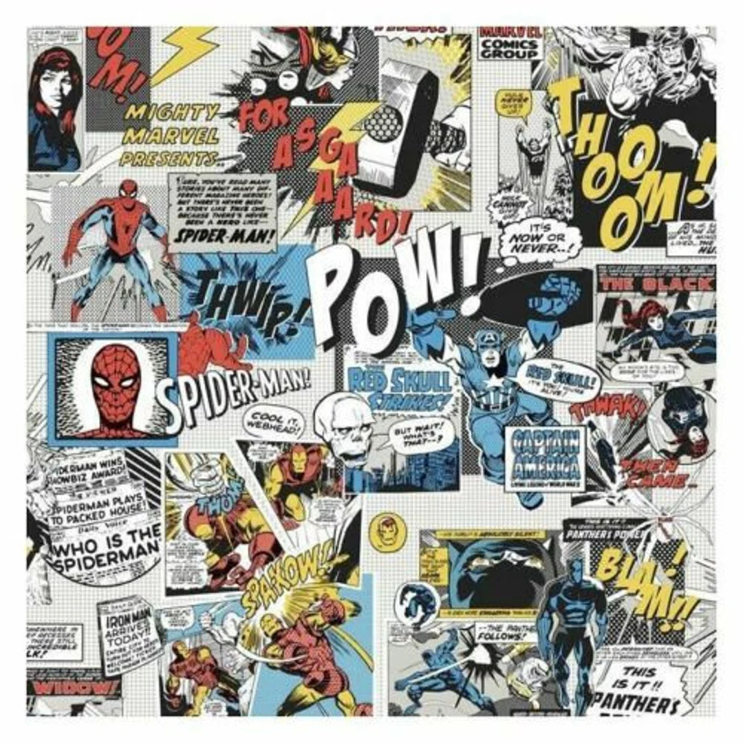 Colored Comics Pow Unpasted Primary Wallcoverings Wallpaper - Etsy | Etsy (US)