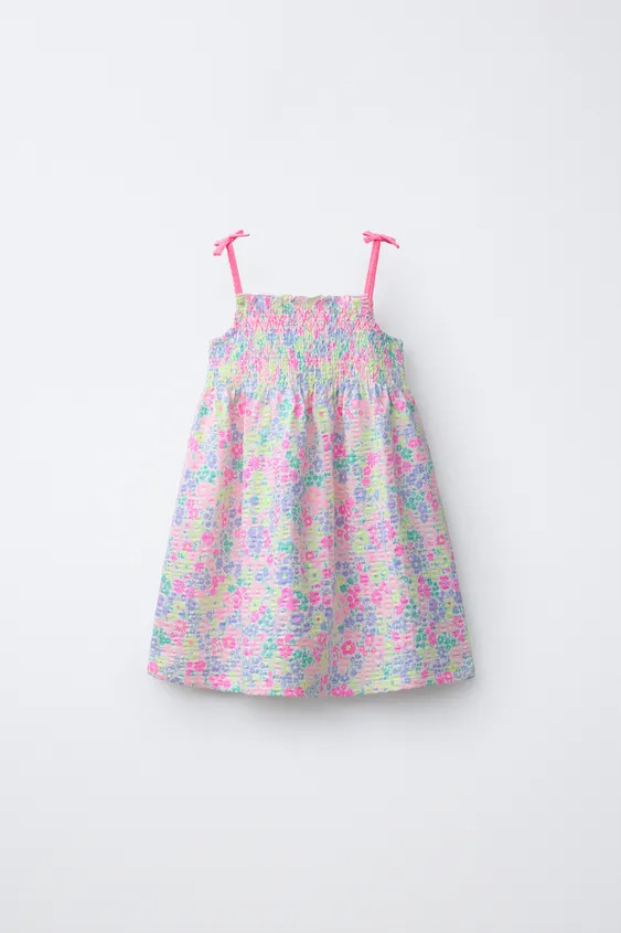 ELASTICIZED FLORAL PRINT DRESS | Zara US