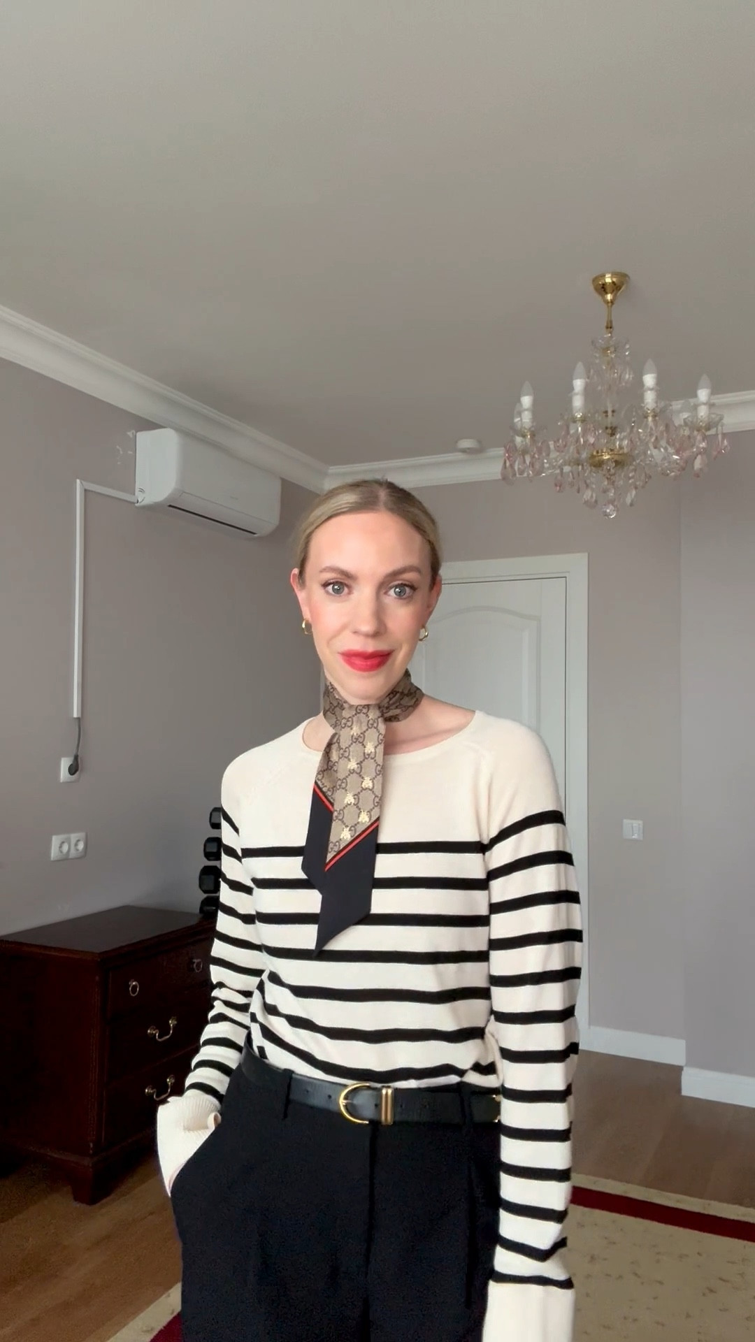 Work outfit, spring workwear, striped top, silk scarf, black trousers, style over 40

#LTKWorkwear #LTKSeasonal #LTKOver40