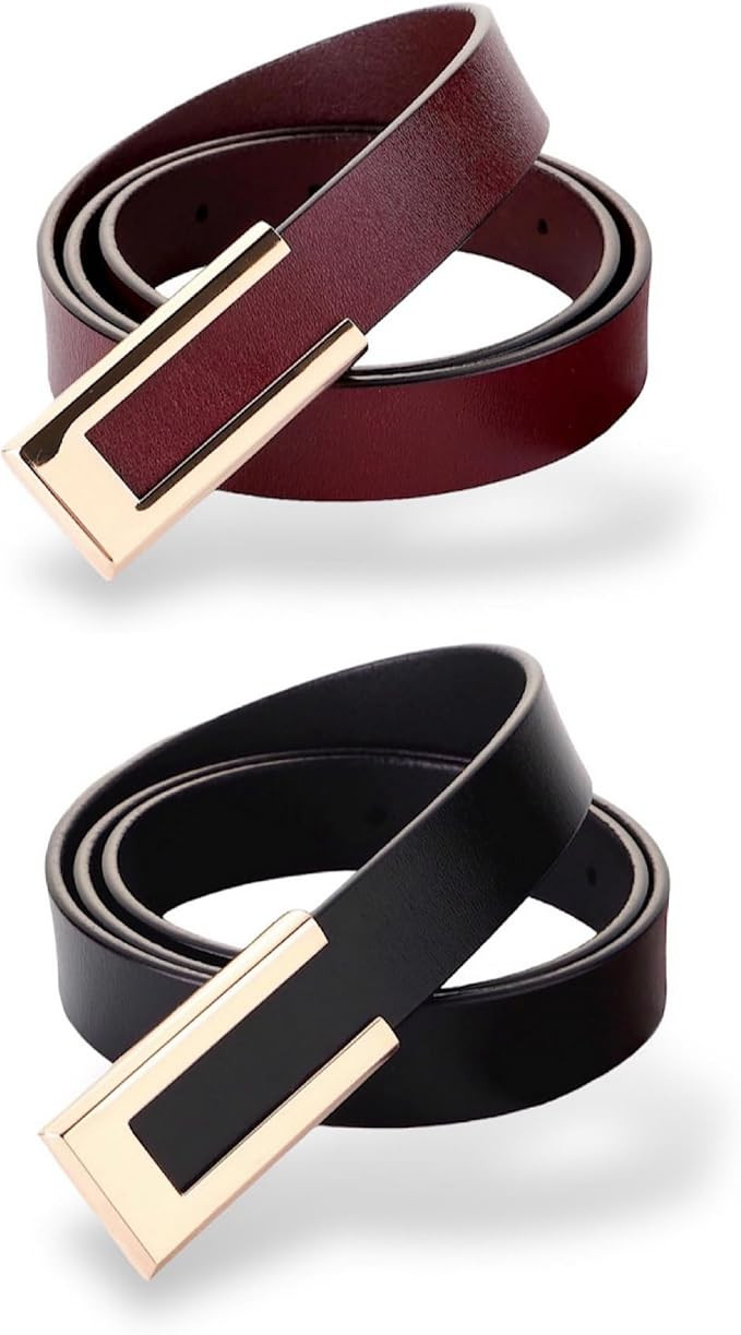 Women's Belt Genuine Leather Belts Durable Waist Belt Gold Solid Color Buckle Waistband For Pants... | Amazon (US)