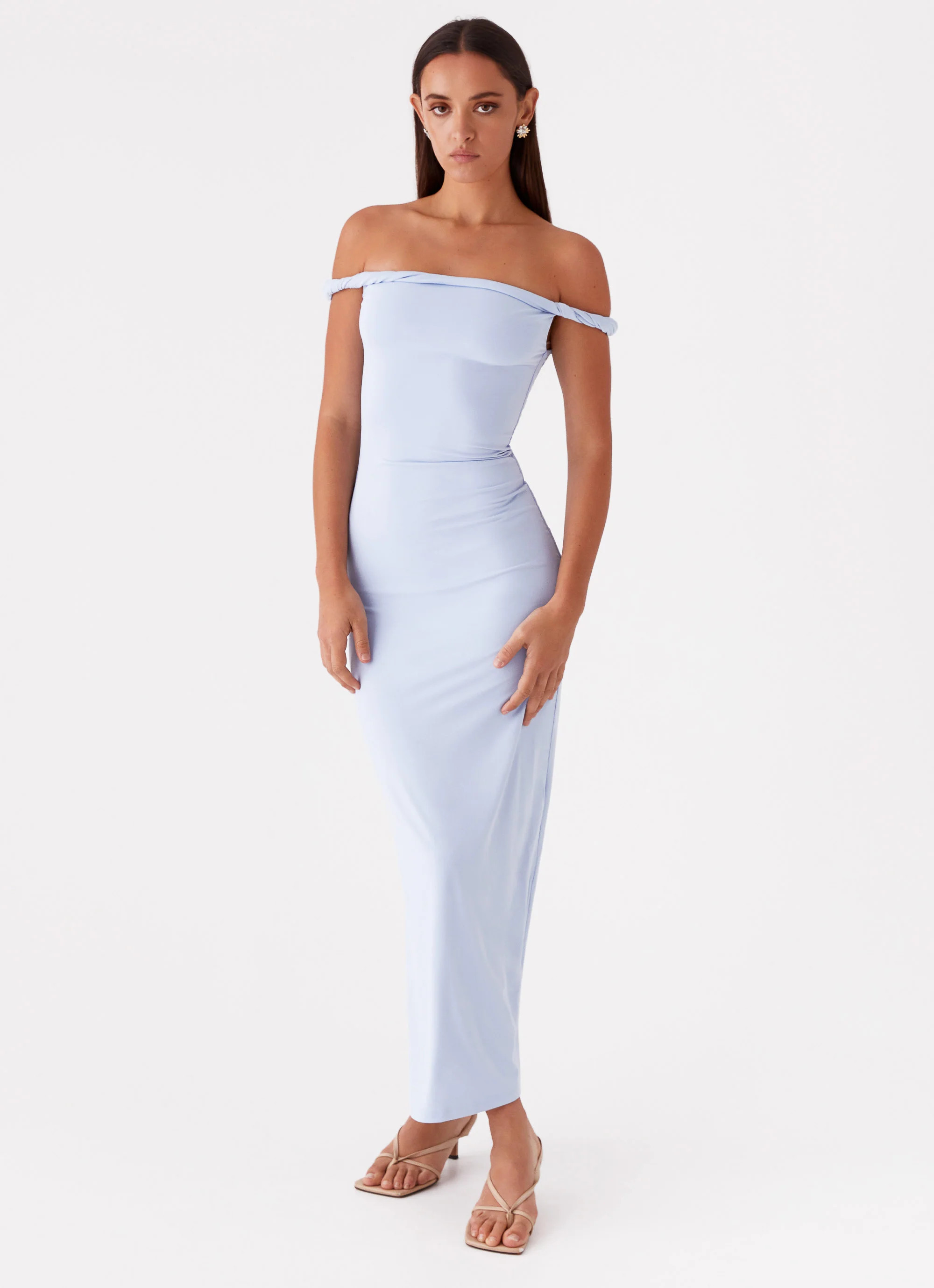 Arabella Twist Shoulder Maxi Dress - Blue | Peppermayo (Global)