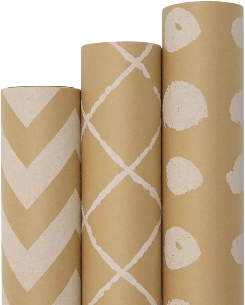 Blavermant Kraft Wrapping paper rolls, Gift Wrapping Paper Mini Roll - 17" X 10 ft Per roll, Line... | Amazon (CA)