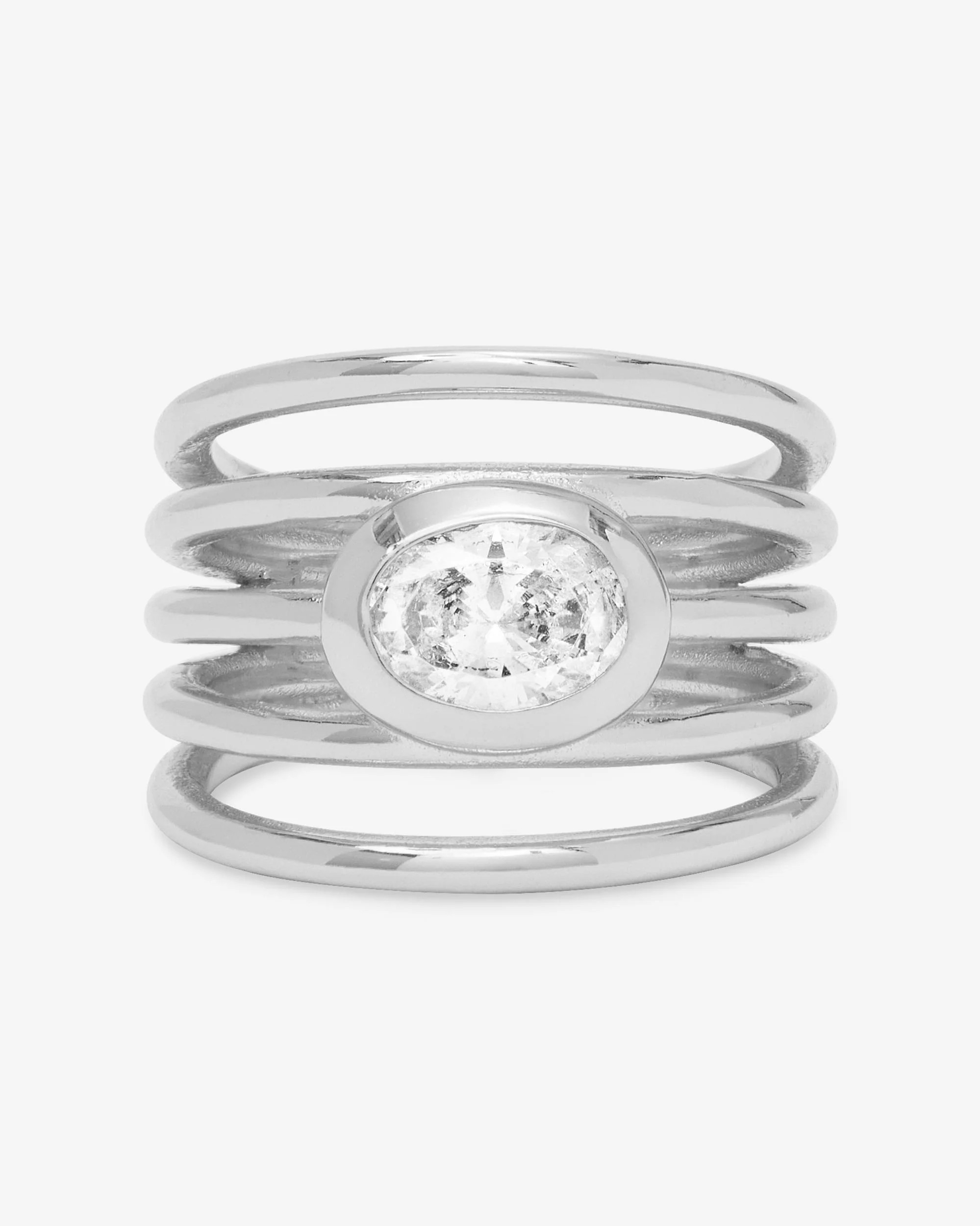 She's a Boss Stacked Ring - Silver|White Diamondettes | Melinda Maria Jewelry