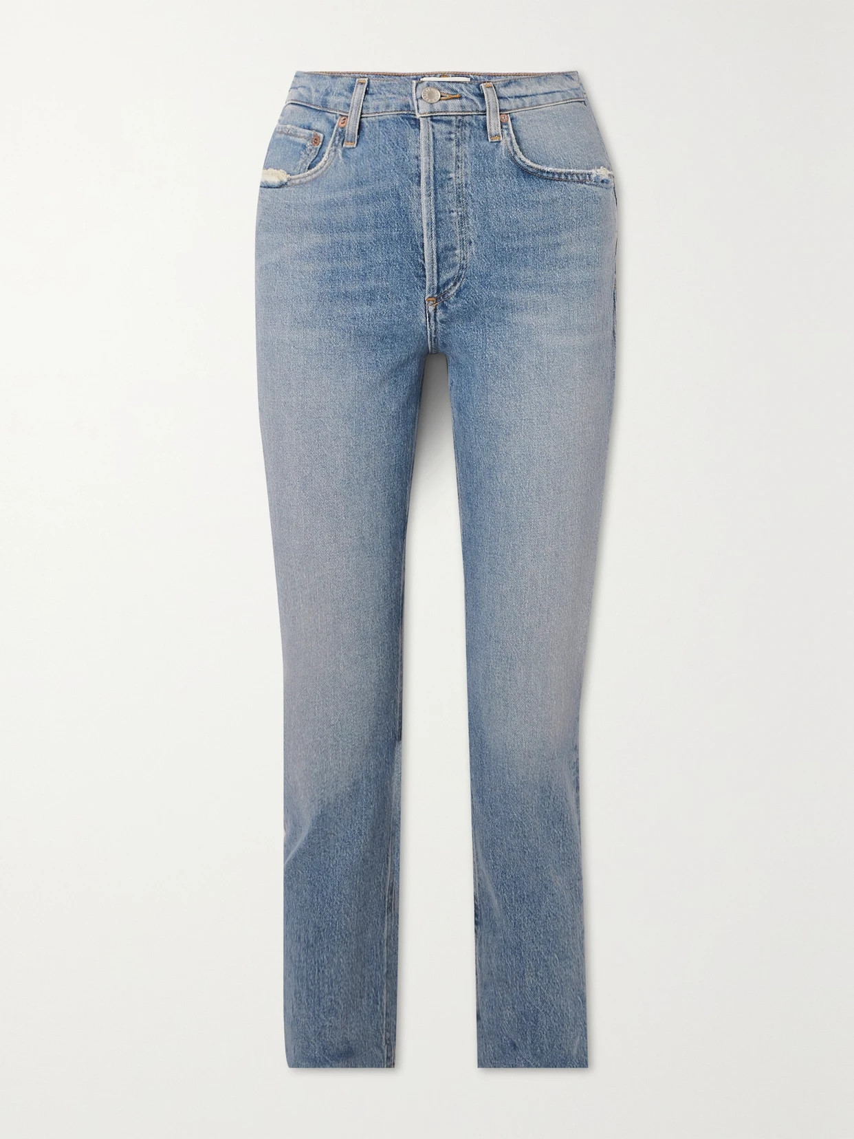 AGOLDE - Riley Cropped High-rise Straight-leg Organic Jeans - Blue | NET-A-PORTER (US)
