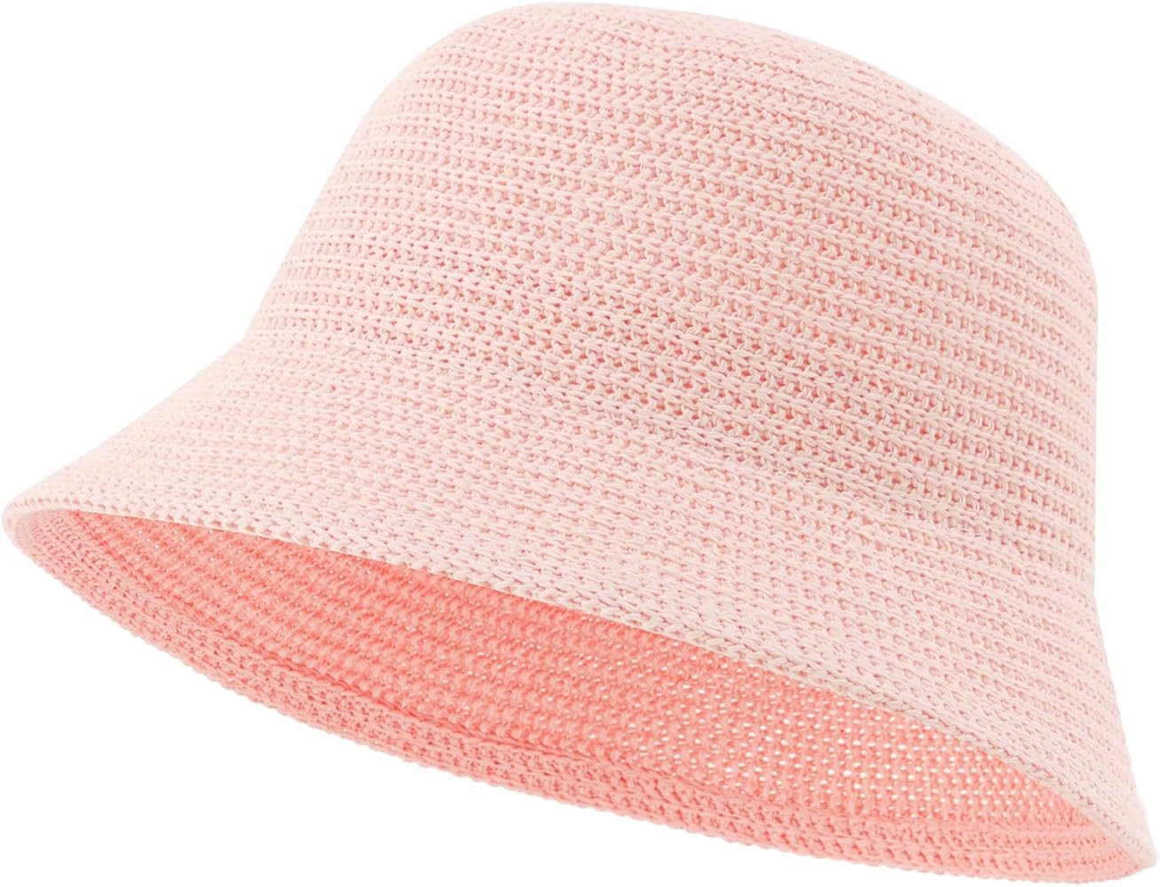 Women Woven Bucket Hat, Mesh Beach Sun Hat,Foldable Travel Sun Cap for Spring Summer Fall | Amazon (US)