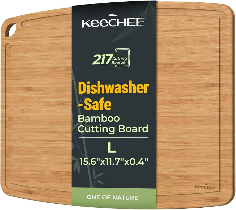 Keechee Dishwasher Safe Bamboo Cutting Boards 15.4x11.7in Heat-Resistant Chopping & Charcuterie B... | Amazon (US)