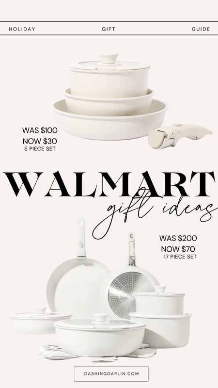 Latest deals + gift ideas all from WALMART!!! This viral 17 piece pot and pan set is $130 off right now!! Under $75 👏🏼👏🏼 I got the set with the removable handles. Better for storage. 
@walmart 
#walmartpartner #walmartfinds 


#LTKSeasonal #LTKGiftGuide #LTKHoliday