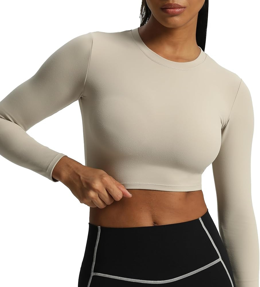 Aoxjox Long Sleeve Crop Top Crop Lengths for Women Classic Longline Workout Crop T Shirt Top Crop... | Amazon (US)