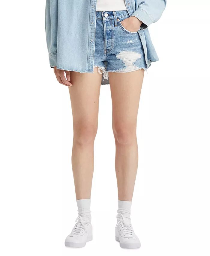 Levi's Women's 501 Button Fly Cotton High-Rise Denim Shorts - Macy's | Macy's