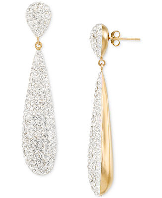 Crystal Pav\u00e9 Elongated Drop Earrings | Macy's