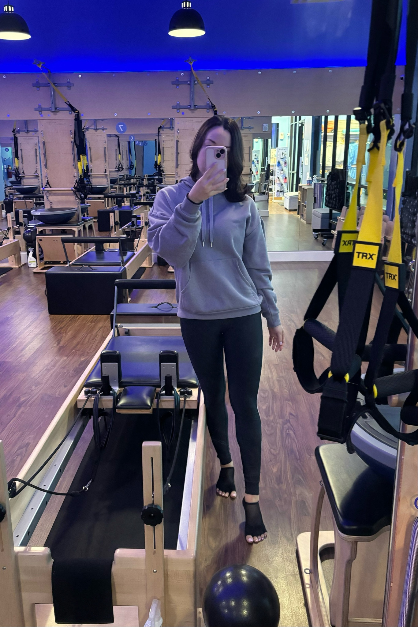 Cozy pilates kind of day means hoodies, leggings, and of course my sticky socks!  