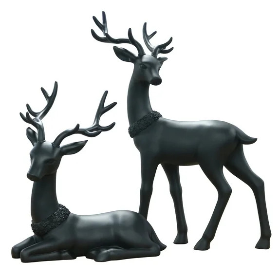 Blow Mold Deer Outdoor Christmas Decoration, Black, Set of 2, by Holiday Time | Walmart (US)