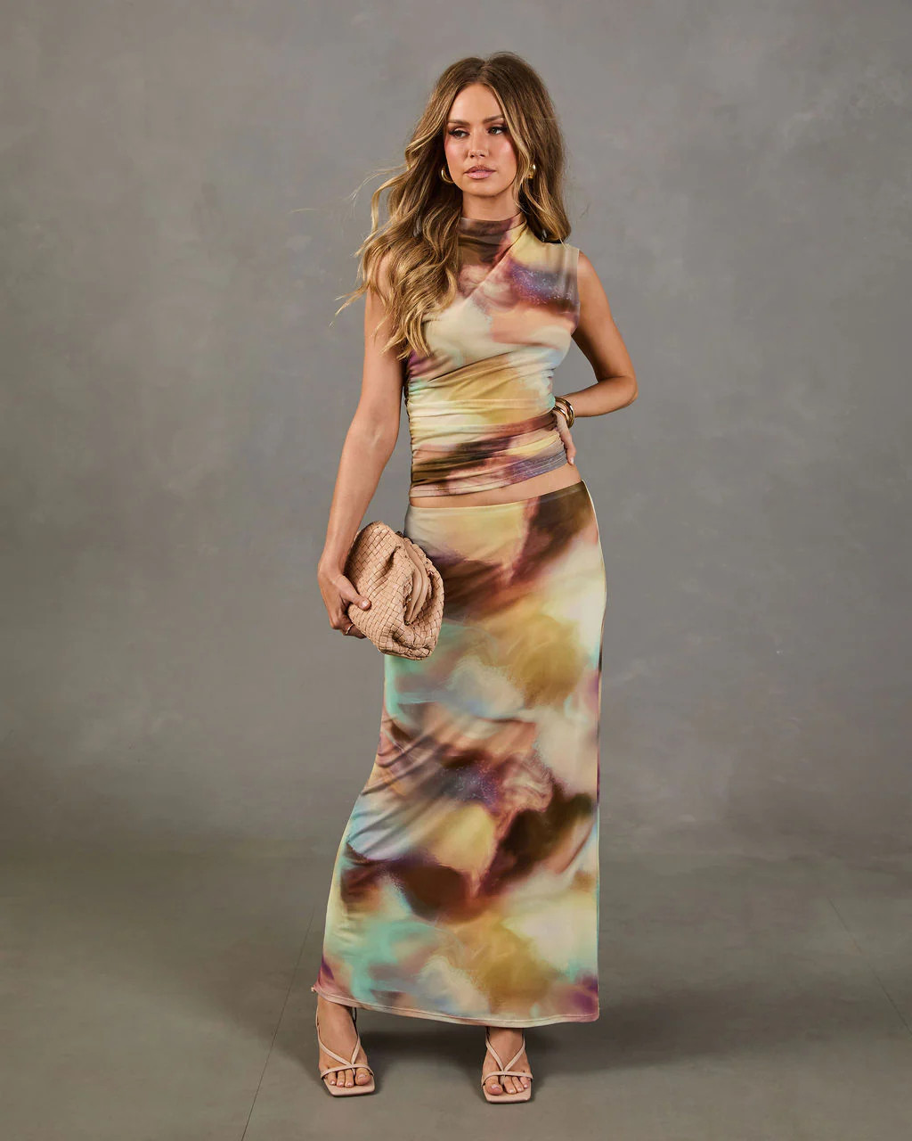 Cool Intentions Mesh Abstract Print Maxi Skirt | VICI