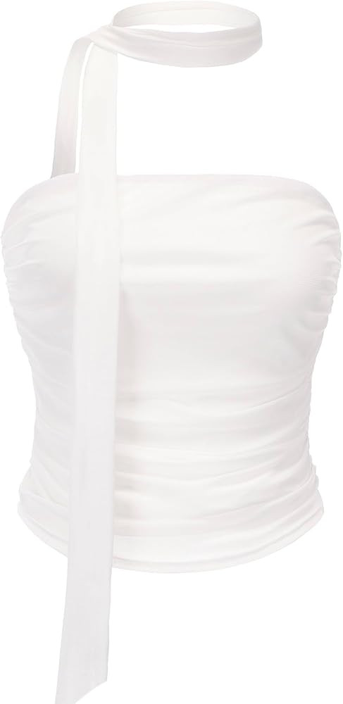 Women's Leopard Print Tube Top Cheetah Print Top Ruched Strapless Mesh Halter Tops for Women Goin... | Amazon (US)