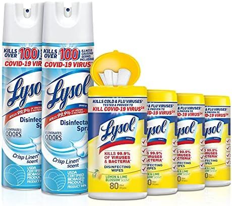 Lysol Disinfecting Wipes and Spray Value Pack Bundle | Amazon (US)