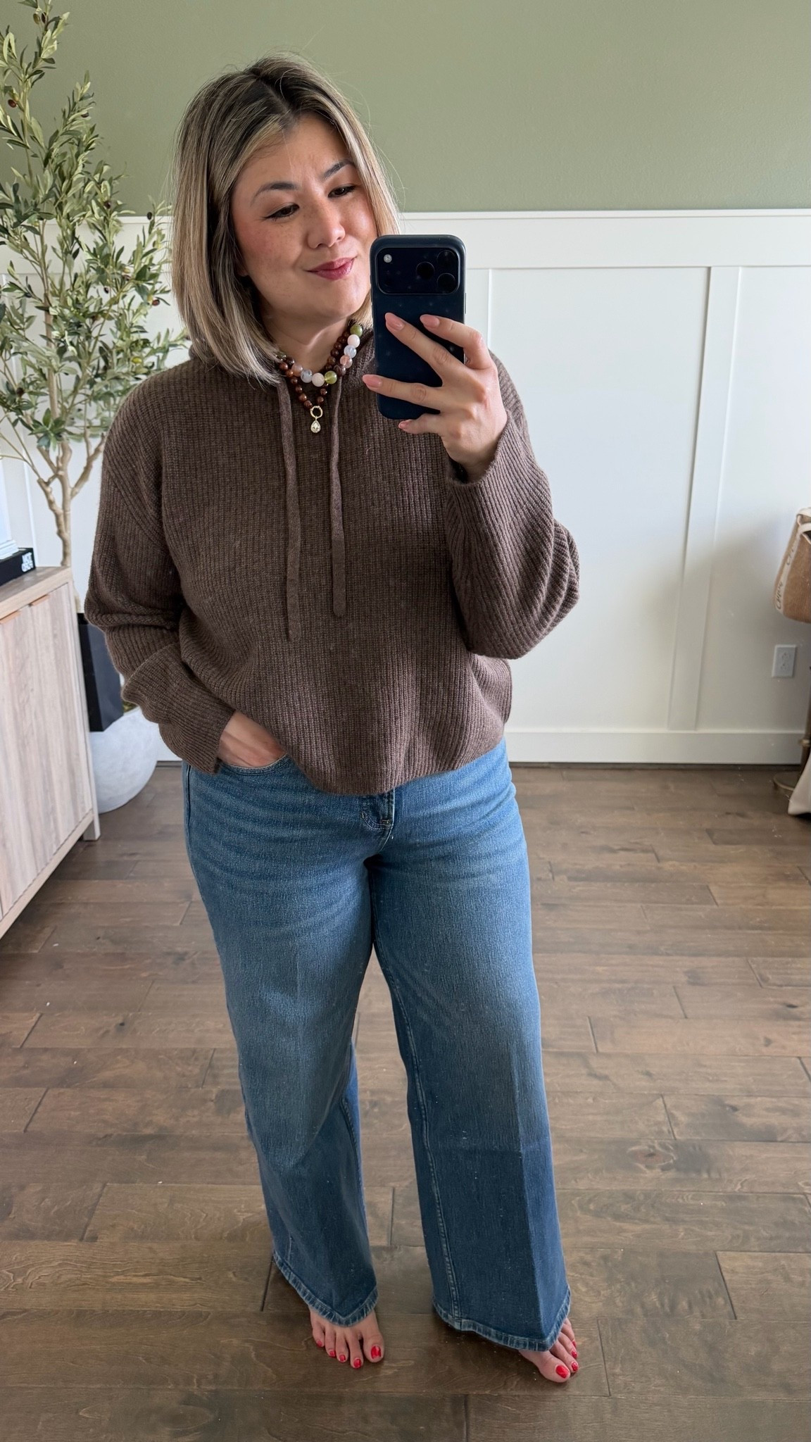 The perfect fall casual outfit! Whether you’re running errands or lounging around the house (yes, these jeans are that comfy) this is perfect outfit! 
I’m wearing a large in the brown cashmere hoodie sweater and an XL petite in the jeans!

#LTKootd #LTKOver40 #LTKMidsize