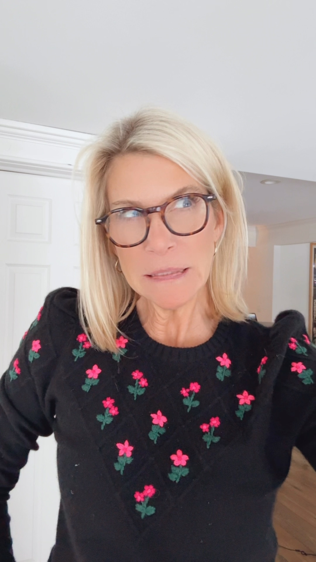 Did you get dressed today, ladies?  I did!  Showered , washed my hair and got dressed in a cute outfit even though I’m not going ANYWHERE!!  It made me feel great.  Give it a try!  I put on my embroidered flower cashmere sweater, wide leg light black wide leg jeans and clogs. Yep!

#LTKdayinmylife #LTKOver40 #LTKootd