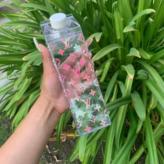 LV Designer Inspired Luxury Clear Milk Carton Water Bottle Gift | Etsy (US)