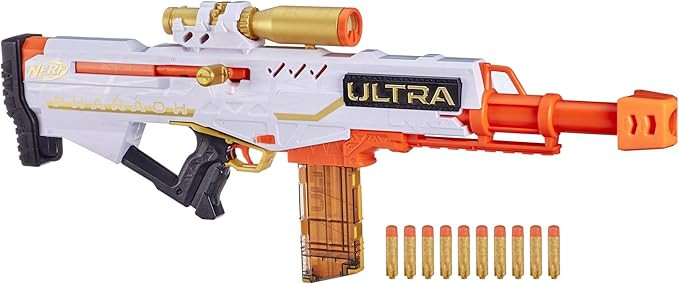 NERF Ultra Pharaoh Blaster with Premium Gold Accents, 10-Dart Clip, 10 Ultra Darts, Bolt Action, ... | Amazon (US)