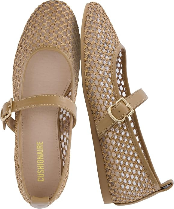 CUSHIONAIRE Gracie Mesh Mary Jane Flats for Women, Breathable Ballet Flats with Adjustable Buckle... | Amazon (US)