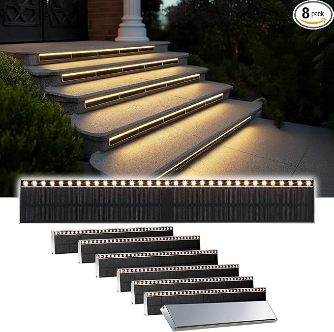 Solar Step Lights for Outside, 33 Focused-Beam High-Brightness LEDs, Waterproof Aluminum Outdoor ... | Amazon (US)