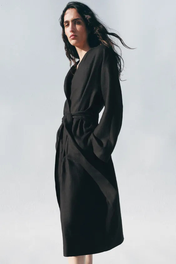 ZW COLLECTION BELTED LINEN COAT | Zara US