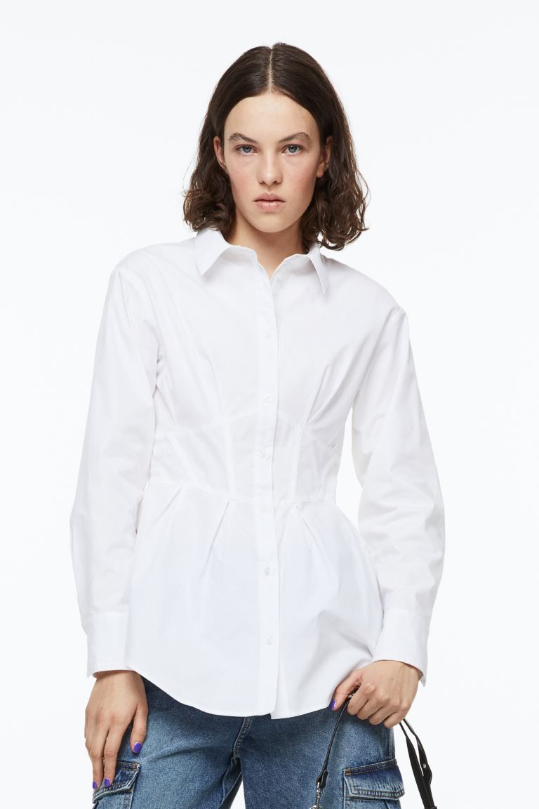 Tapered-waist poplin shirt | H&M (UK, MY, IN, SG, PH, TW, HK)