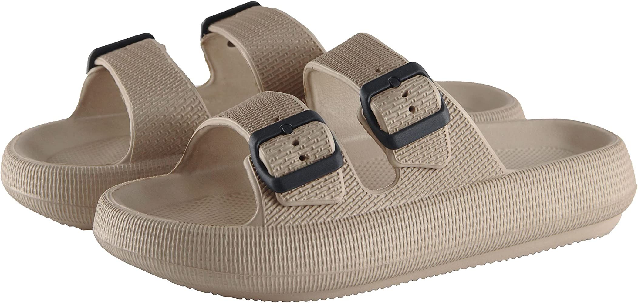 BenSorts Women Men Pillow Sandals Thick Sole Adjustable Buckles EVA Slides Slippers | Amazon (US)