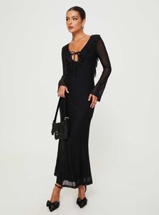 Maskell Long Sleeve Maxi Dress Black | Princess Polly US