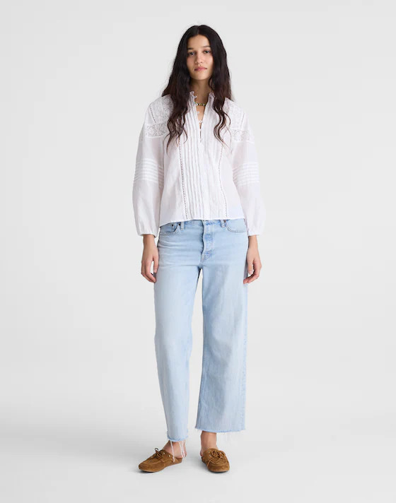 Ruffled High-Neck Pintuck Blouse | Madewell