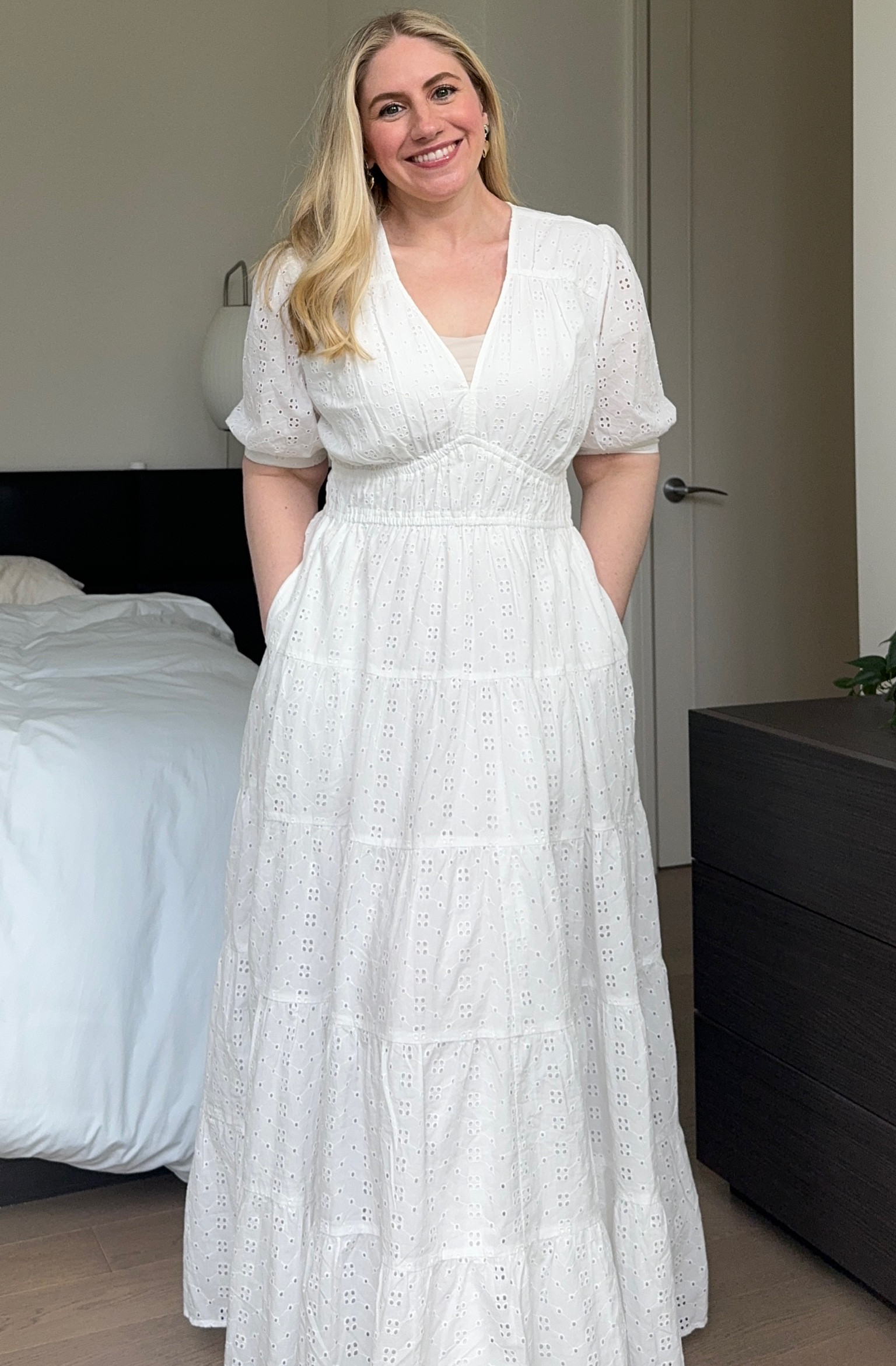 White maxi dress from Joe’s jeans, perfect for summer, graduation dress, summer white dress, bridal showers or bachelorette, midsize style, I’m wearing a large 

#LTKSeasonal #LTKmidsize #LTKstyletip