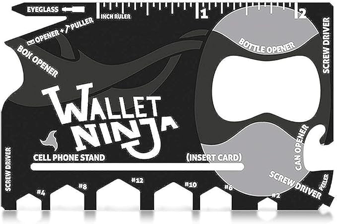 Wallet Ninja Multitool Card – 18 in 1 Credit Card Multi-Tool (Bottle Opener, Can Opener, Screwd... | Amazon (US)