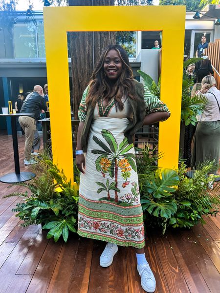 Palm print dress for Earth Day! Wearing a medium. / Linen midi dress / farm Rio outfit idea

#LTKSeasonal #LTKmidsize #LTKstyletip