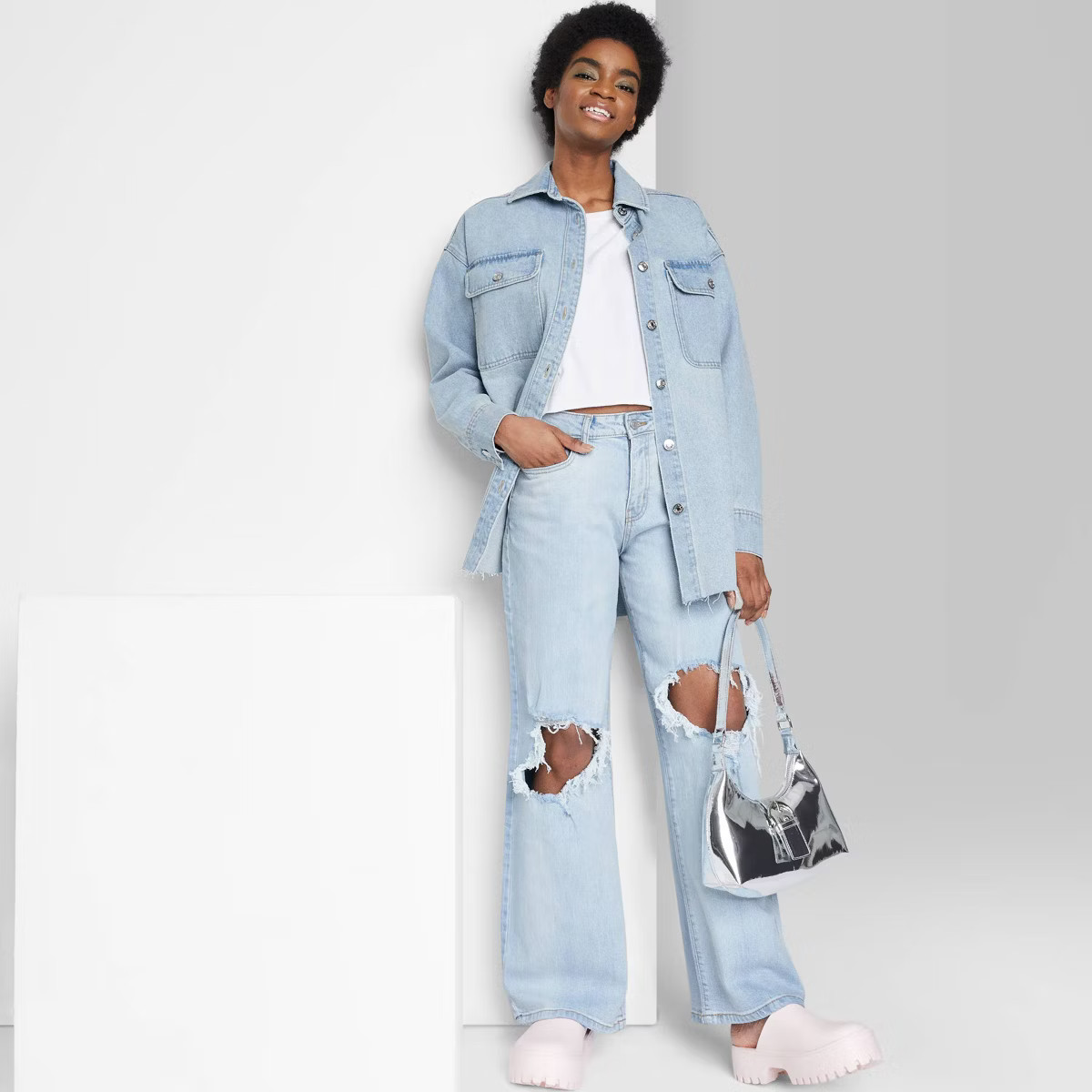 Women's Super-High Rise Baggy Wide Leg Jeans - Wild Fable™ Light Wash | Target