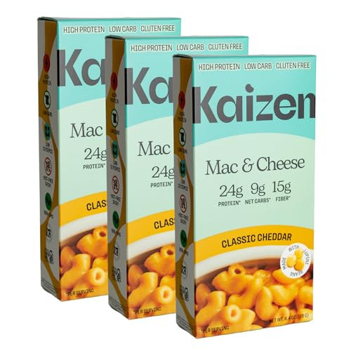 Kaizen High Protein Mac and Cheese - Low Carb, Keto Friendly, High Fiber, Gluten-Free, Plant-Based, Non-GMO - 6.4 Ounces (Pack of 3) | Amazon (US)
