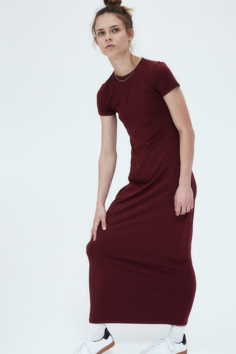 Jersey Bodycon Dress - Burgundy - Ladies | H&M US | H&M (US + CA)